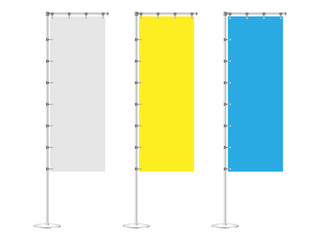 set of blank advertisement banner flags