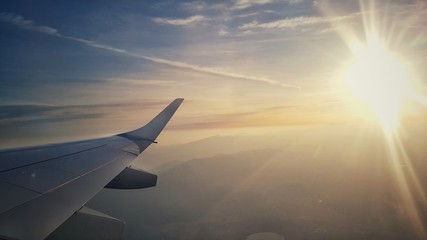 Obraz premium Air plane wing, view from the window
