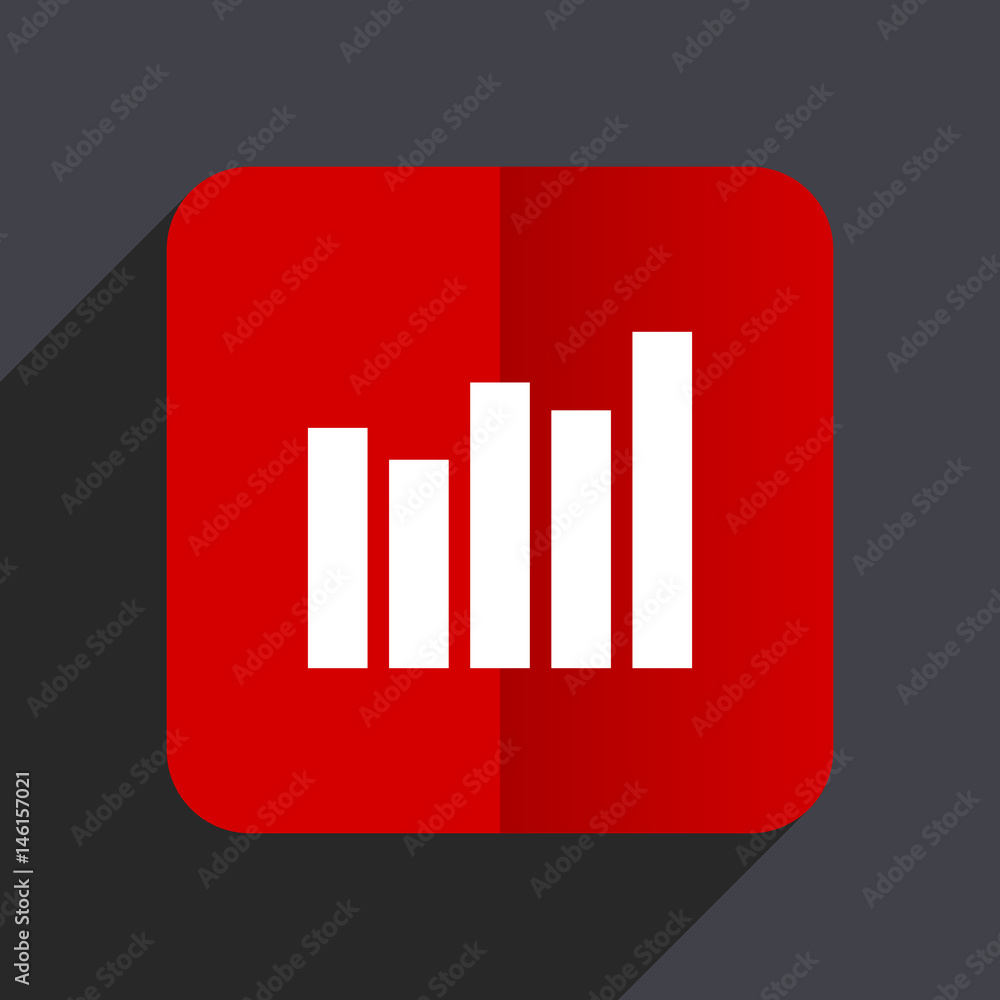 Fototapete graph flat design white and red vector web icon on gray background with shadow in eps10.