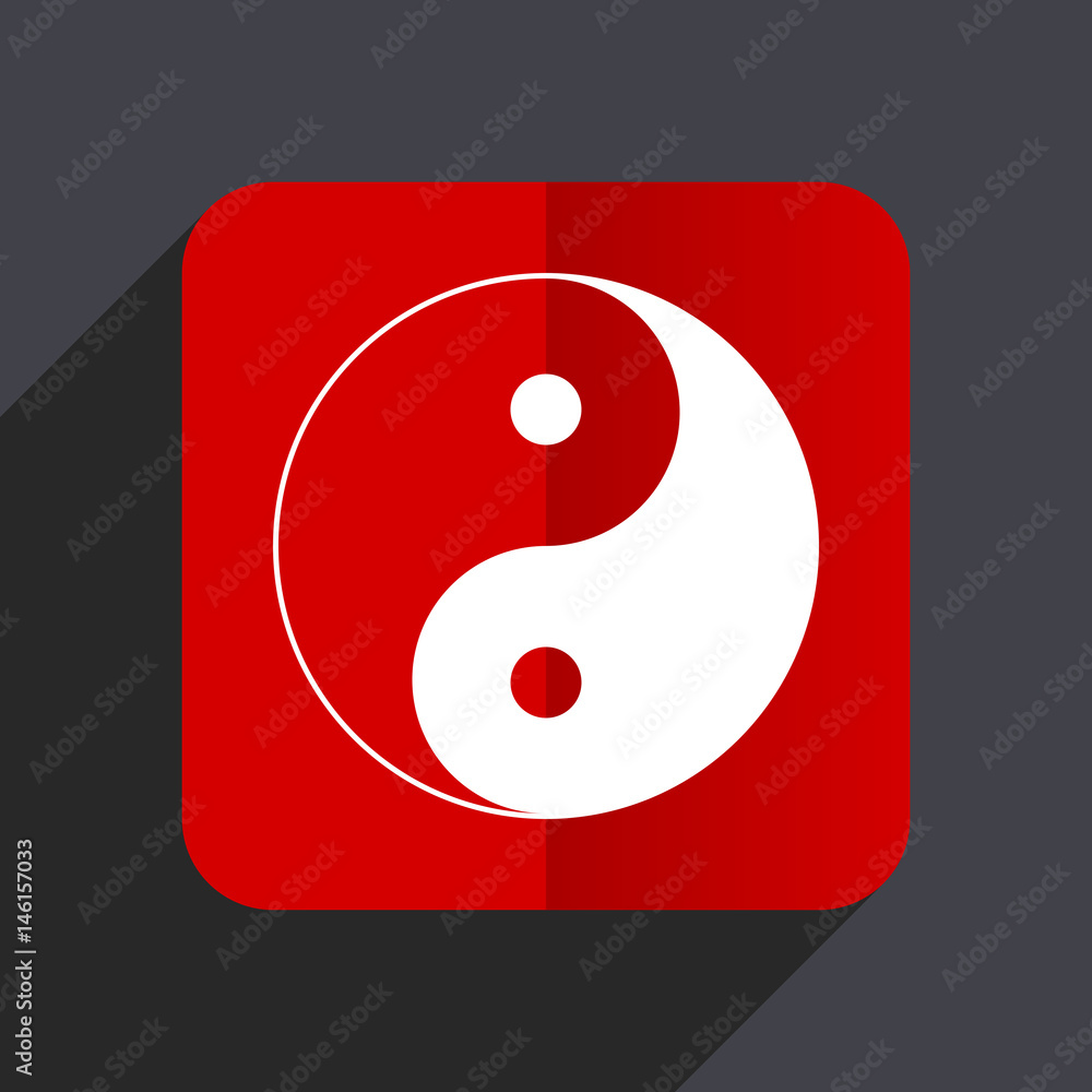 Poster Ying yang flat design white and red vector web icon on gray background with shadow in eps10.