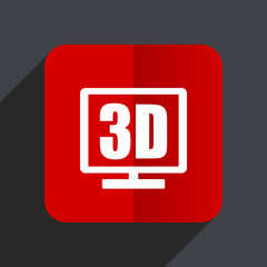 3d display flat design white and red vector web icon on gray background with shadow in eps10.