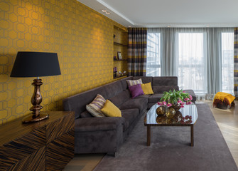 Modern flat interior. Guest room.