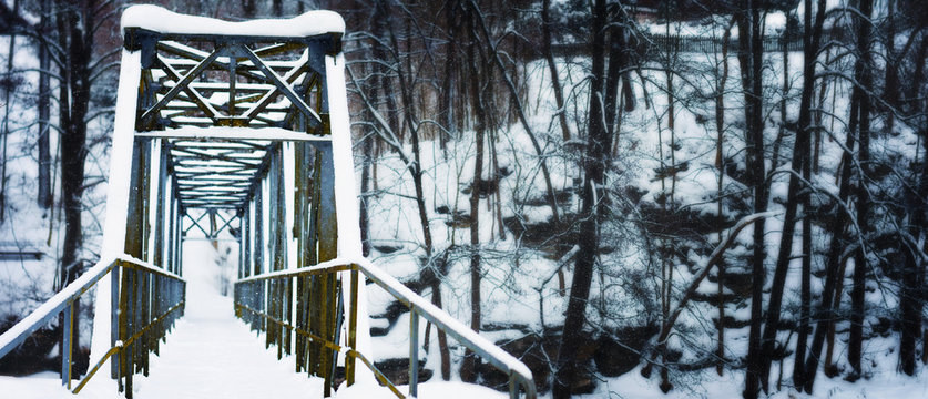 Footbridge across the river Divoka Orlice, Zamberk, Czech republic