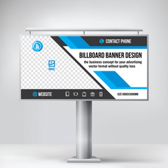 Billboard design, a universal template for placement advertising, ready layout banner for photos and text, blue-grey background vector