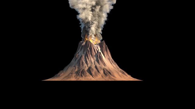 Volcano eruption with alpha mask