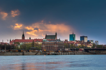 Fototapeta na wymiar View of the Warsaw at sunset, Poland