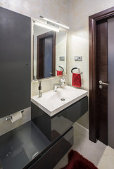 Toilet room in contemporary house.