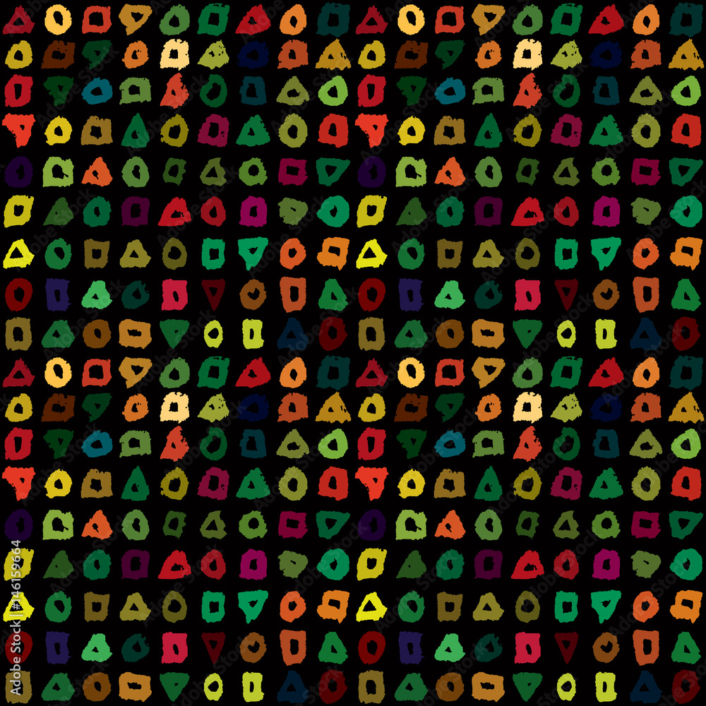 Poster Abstract seamless pattern with hand drawn colorful shapes