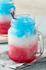 Homemade Patriotic Red White and Blue Slushie Cocktail