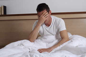 Sleep Disorders and Problems. Man struggling with insomnia.