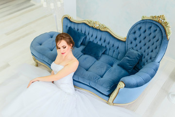Obraz premium Portrait of beautiful bride. Wedding dress. Wedding decoration