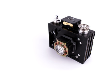 Camera in steampunk style made by hand from different parts and accessory, set