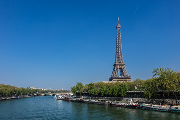 Fototapeta na wymiar Tour Eiffel (Eiffel tower) from the Seine River. Paris. France.