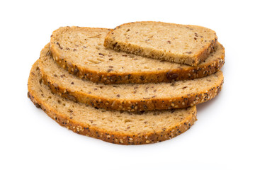 Rye bread slice isolated on white background.