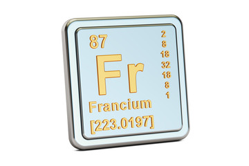 Francium Fr, chemical element sign. 3D rendering