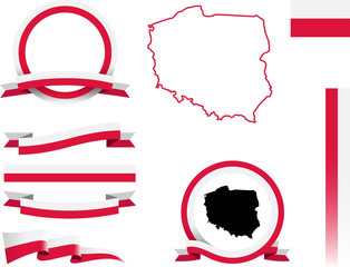 Poland Banner Set. Vector graphic ribbons, flags and banners of Poland. © masterbilbo