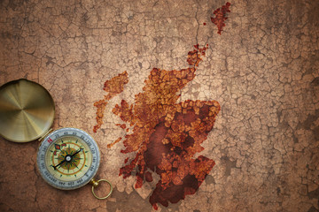 Fototapeta na wymiar map of scotland on a old vintage crack paper