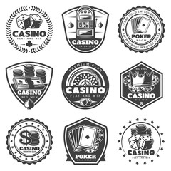 Vintage Monochrome Casino Labels Set