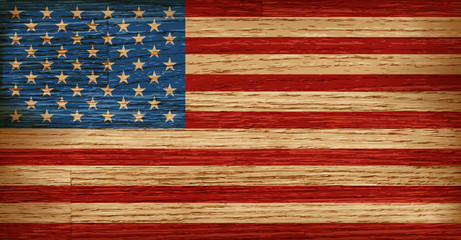 USA, American flag painted on old wood plank background
