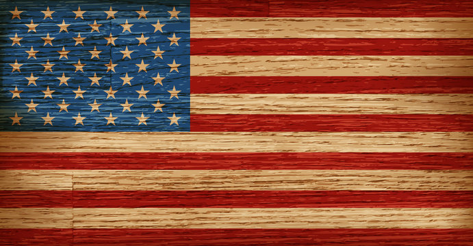 USA, American flag painted on old wood plank background
