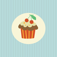 Retro card with cupcake.