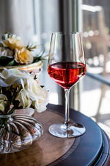 Rose Wine with flowers (natural light).