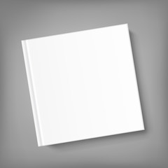Blank square cover book template on grey background