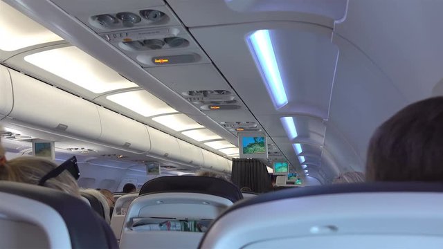 High quality video of airplane cabin in 4K