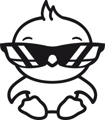küken cool sonnenbrille urlaub sommer sonne sitzend niedlich klein baby kind ente vogel comic cartoon