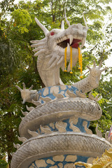 Beautiful white dragon statue at Wat Mai Kham Wan temple, Phichit,Thailand.
