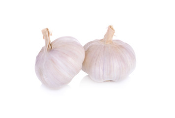 fresh whole garlic bulb on a white background