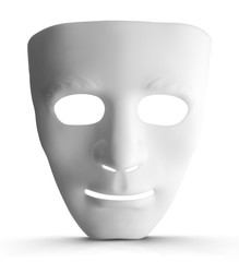 The white mask in both bright and dark isolated on white, concept of the good person are both...