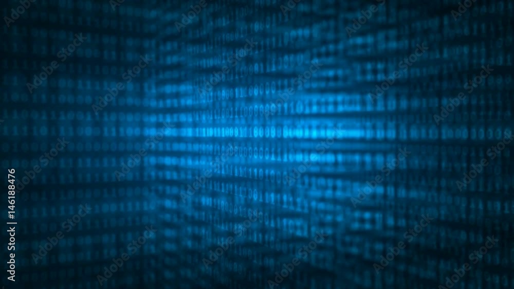 Poster 4k animation abstract random binary digi number 0 and 1 over dark background