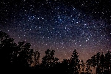 Fototapeta na wymiar Night sky over rural landscape