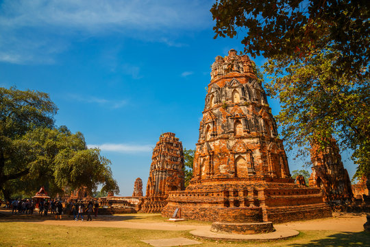 Wat Mahathat Temple in Ayutthaya Historical Park, a UNESCO world heritage site, Thailand