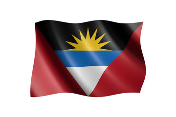 Flag of Antigua and Barbuda isolated on white, 3d illustration