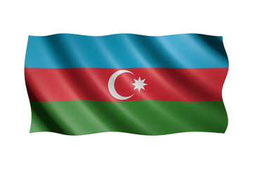 Flag of Azerbaijan isolated on white, 3d illustration