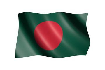 Flag of Bangladesh isolated on white, 3d illustration