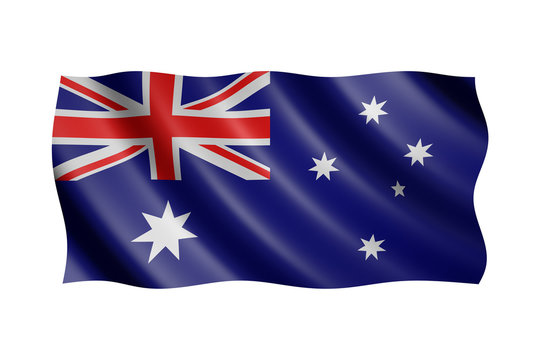 Flag of Australia isolated on white, 3d illustration