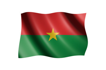 Flag of Burkina Faso isolated on white, 3d illustration