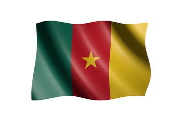 Flag of Cameroon isolated on white, 3d illustration