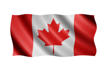 Flag of Canada isolated on white, 3d illustration