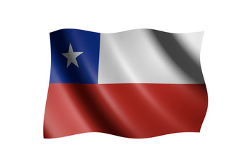 Flag of Chile isolated on white, 3d illustration