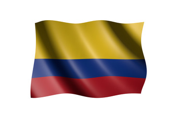 Flag of Colombia isolated on white, 3d illustration