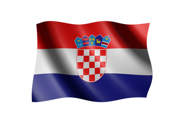 Flag of Croatia isolated on white, 3d illustration
