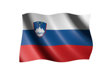 Flag of Slovenia isolated on white, 3d illustration