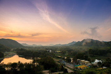 morning sunrise at thailand dam