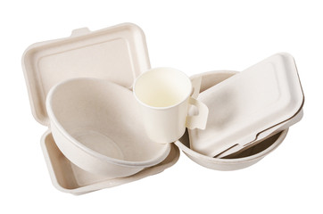 Group of product made from bagasse for container food.