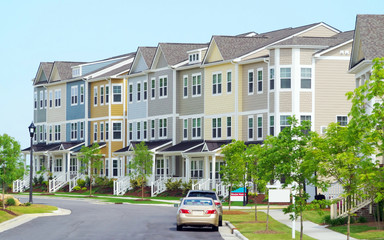 Street of new town homes