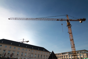 Yellow contruction crane